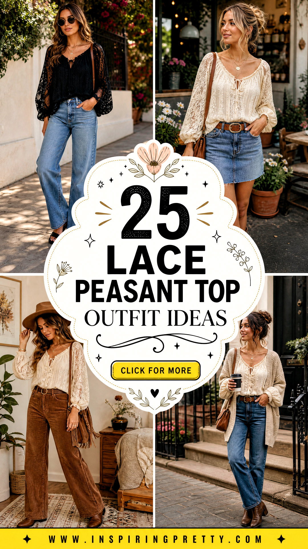 25 Lace Peasant Top Outfit Ideas for Dreamy Boho-Chic Style - 25 Lace Peasant Top Outfit Ideas for Dreamy Boho-Chic Style