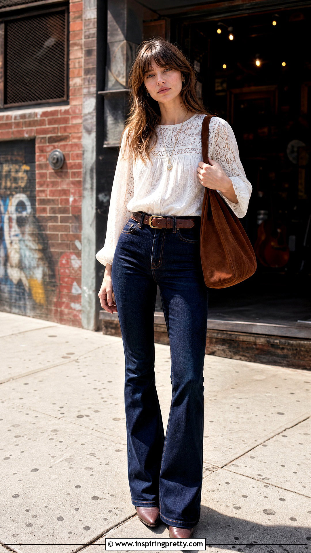 Lace Peasant Top With Bootcut Jeans - 25 lace peasant top outfit ideas