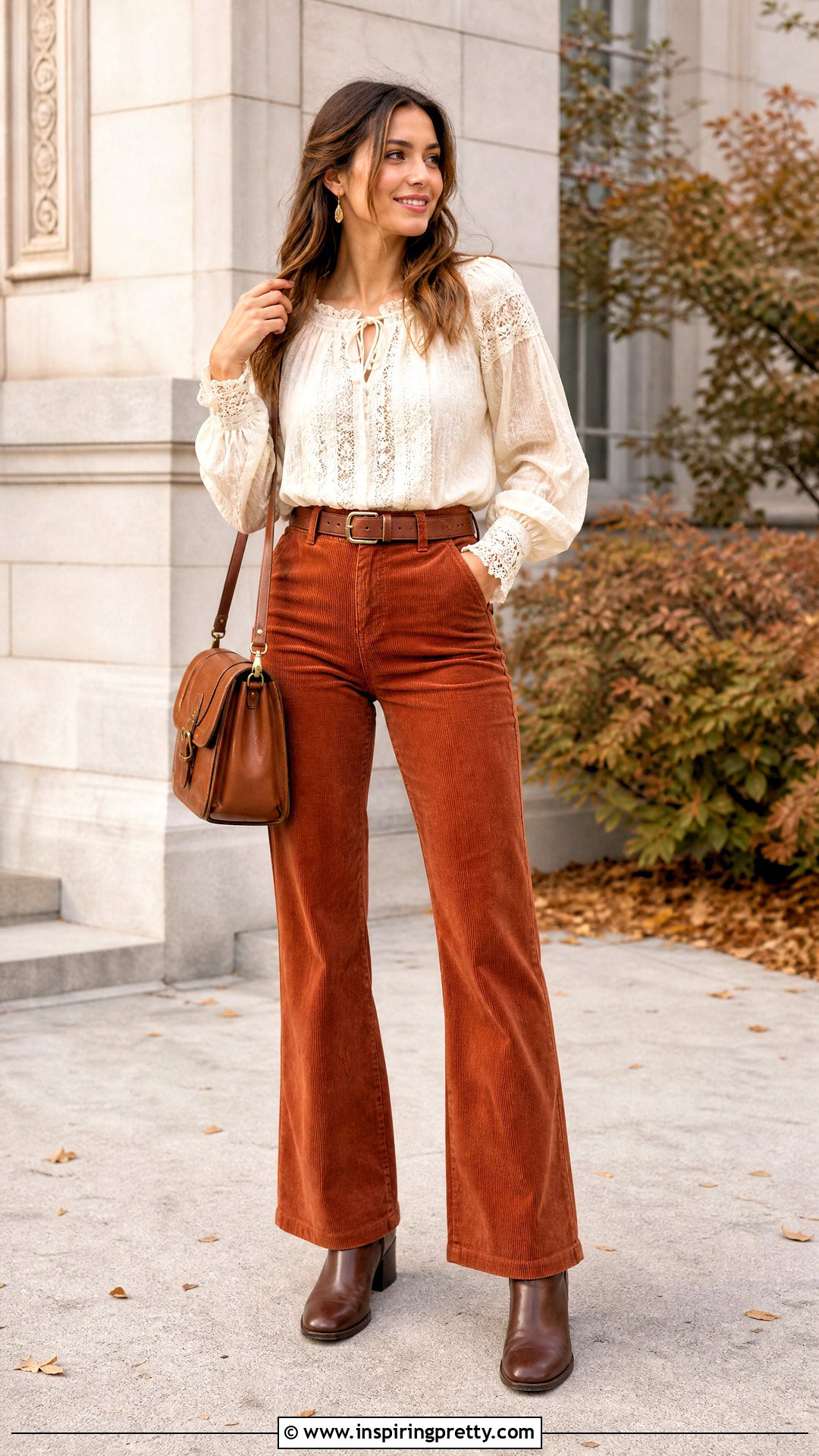 Lace Peasant Top With Corduroy Pants - 25 lace peasant top outfit ideas