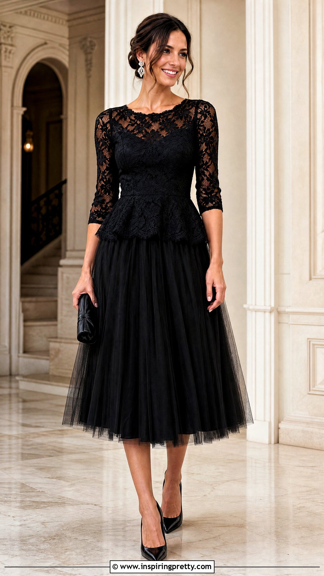 Lace Peplum Top With Tulle Midi Skirt - 50 peplum top outfits with skirts