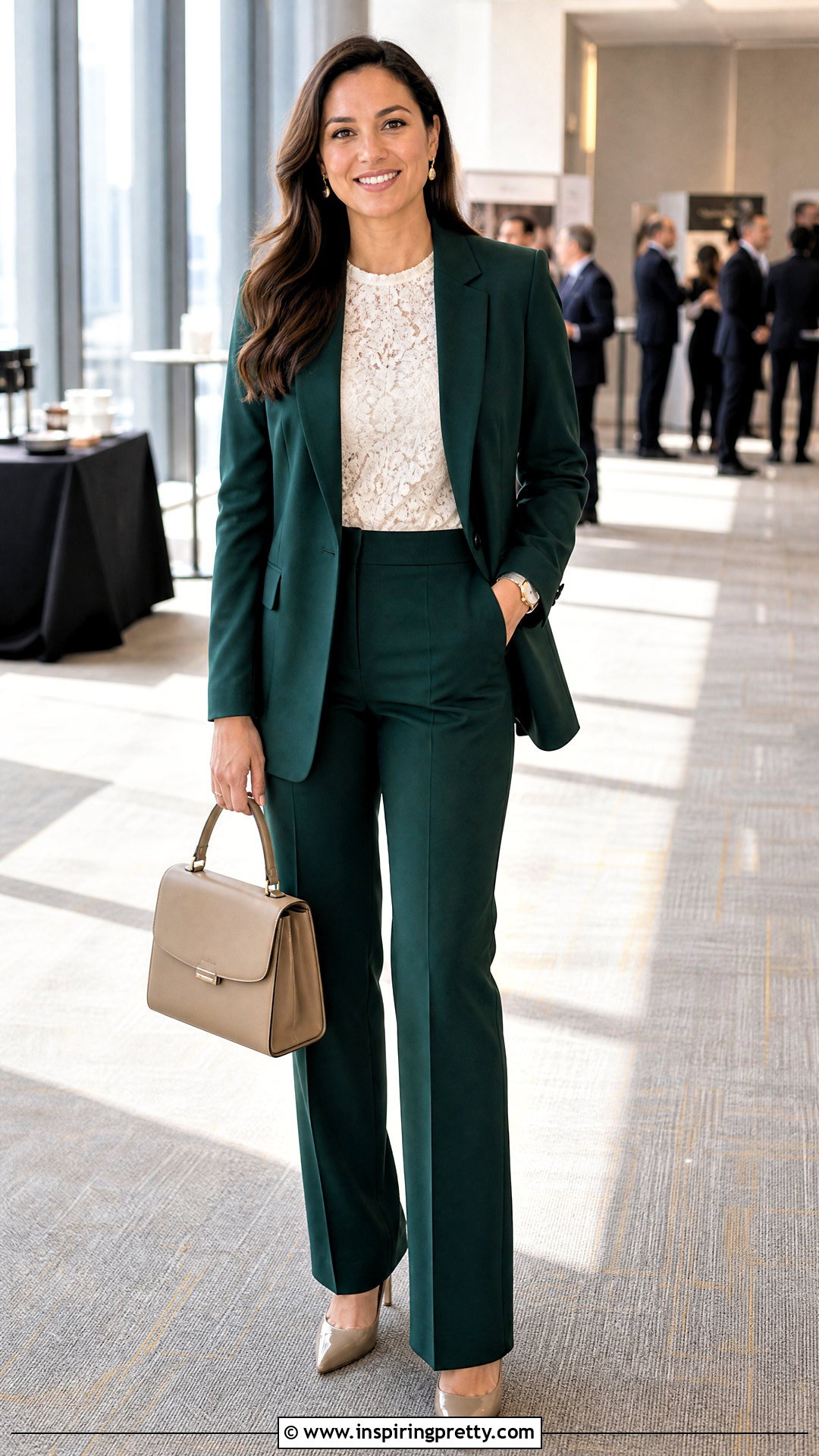 Lace Shell Top With Matching Pantsuit - 25 lace shell top outfit ideas