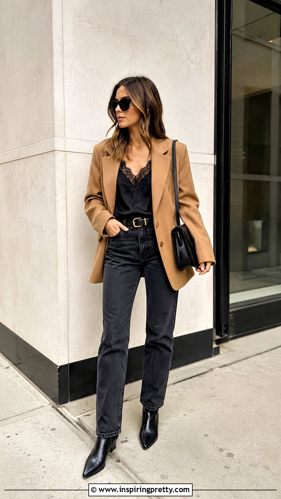 Lace Silk Top With Blazer And Jeans - 20 lace silk top outfit ideas