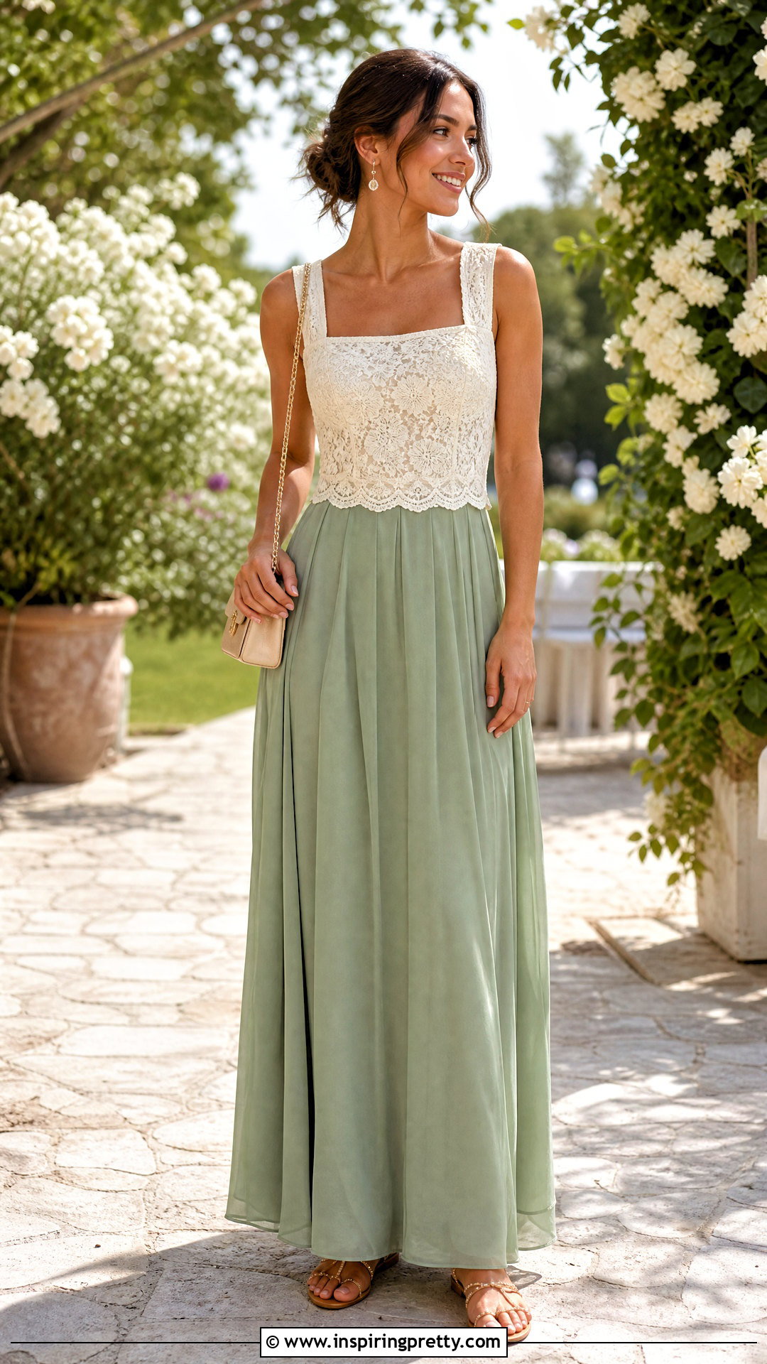 Lace Square Neck Top With Maxi Skirt - 50 lace top styles