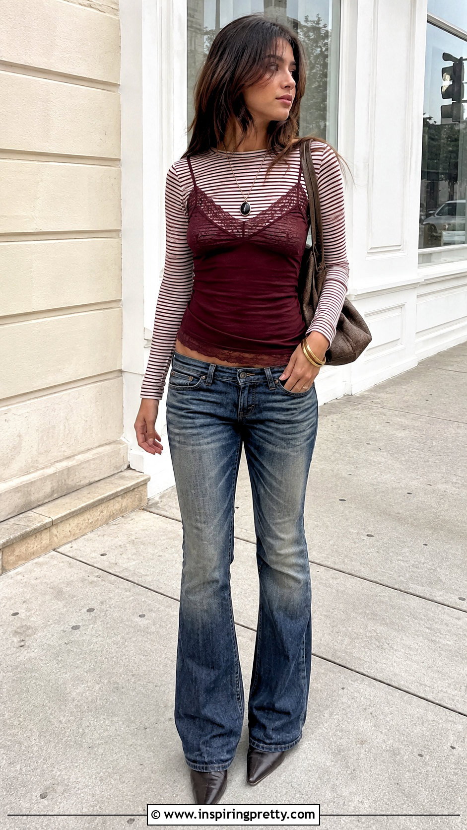 Lace Tank Top Over Striped Shirt s Outfit - 20 Tank Top Over Shirt 2000S