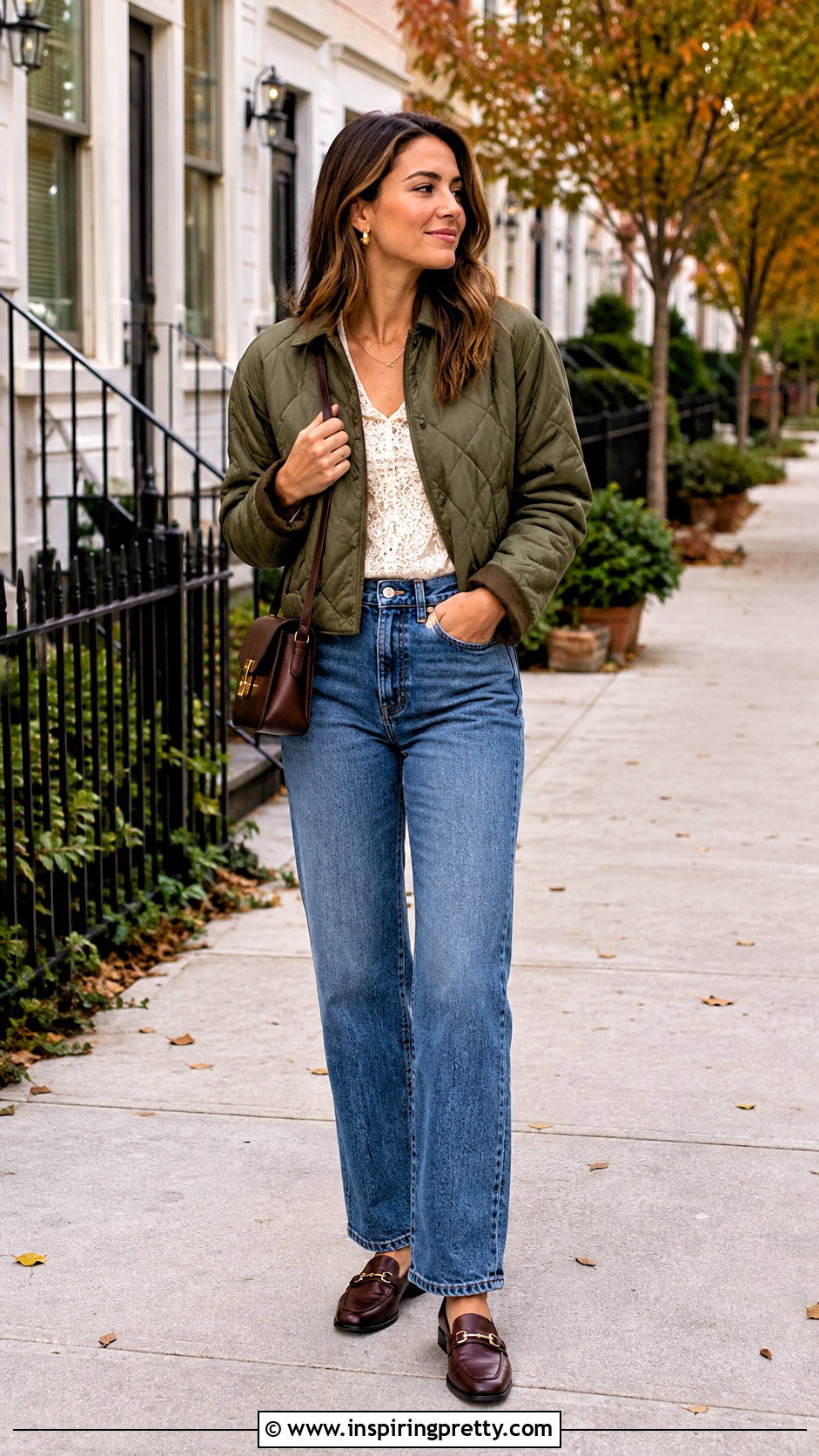 Lace Tank Top Under A Quilted Jacket And Jeans - 50 lace tank top outfit layered ideas