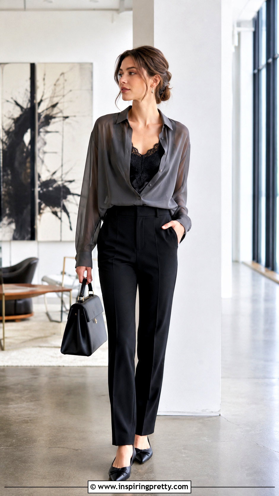 Lace Tank Top Under A Sheer Blouse - 50 lace tank top outfit ideas