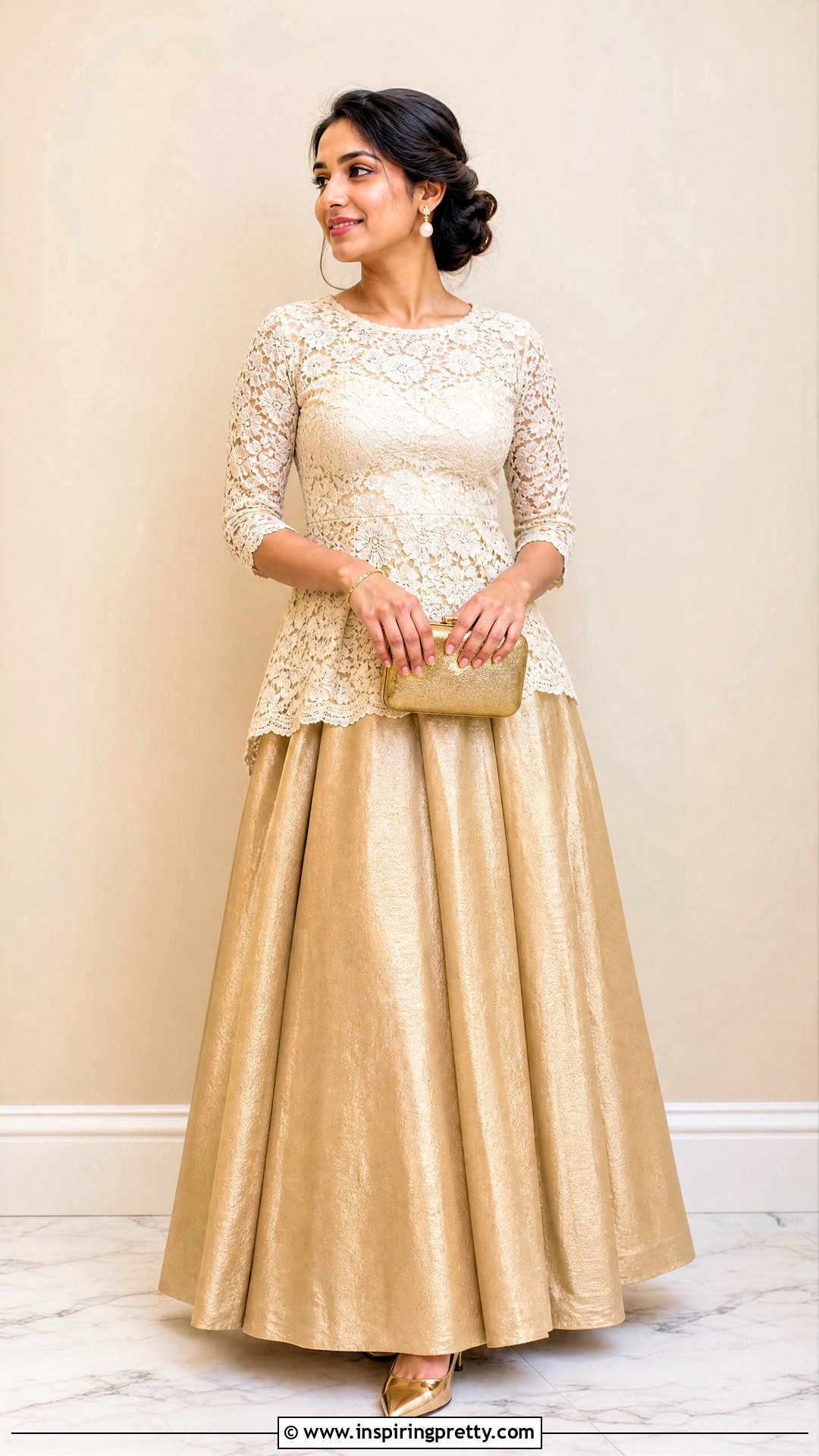 Lace Top And Tissue Onam Skirt - 50 latest onam skirt and top designs