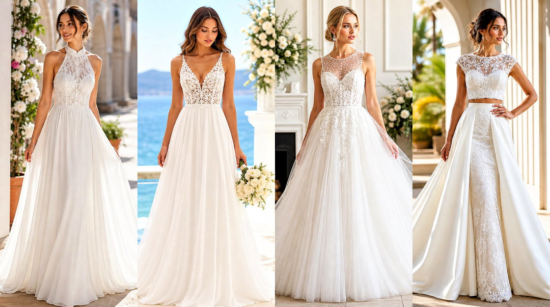 25 Lace Top Flowy Bottom Wedding Dress Outfit Ideas for Brides