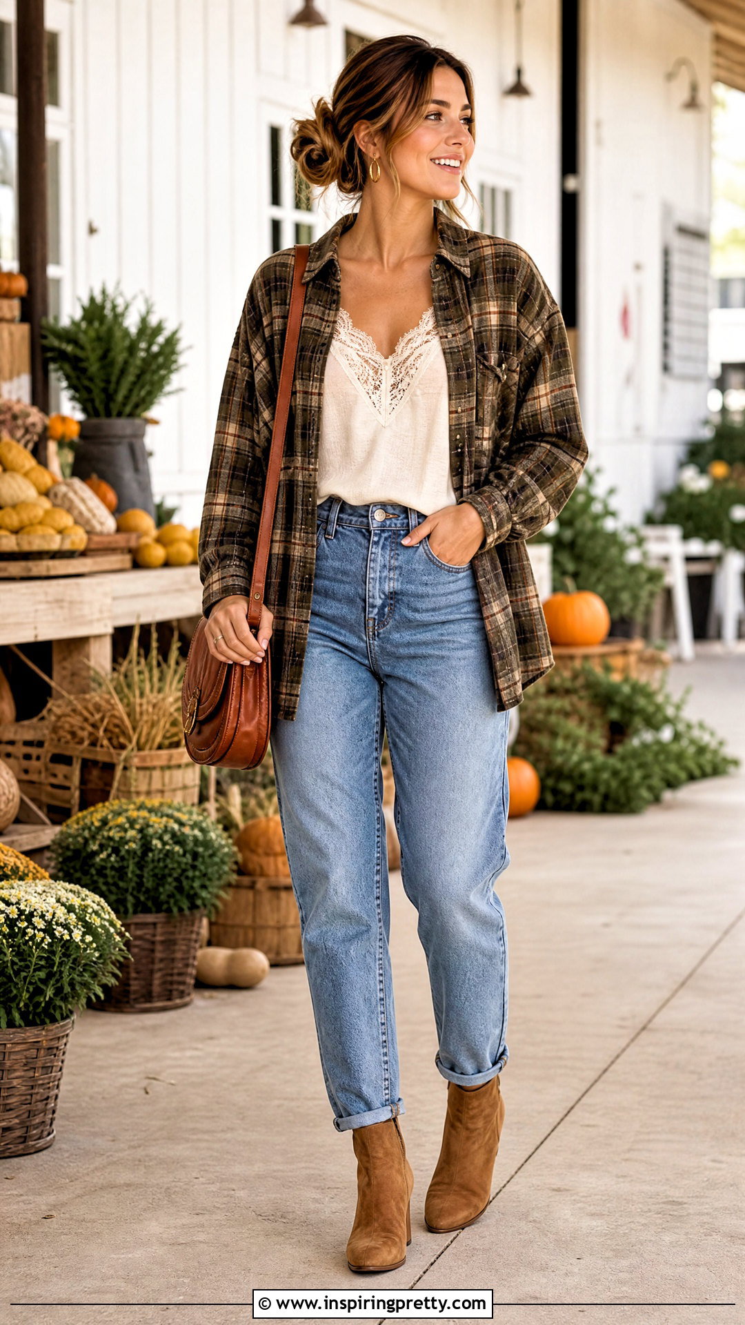 Lace Top Under Flannel Shirt With Mom Jeans - 50 lace top under shirt outfit ideas