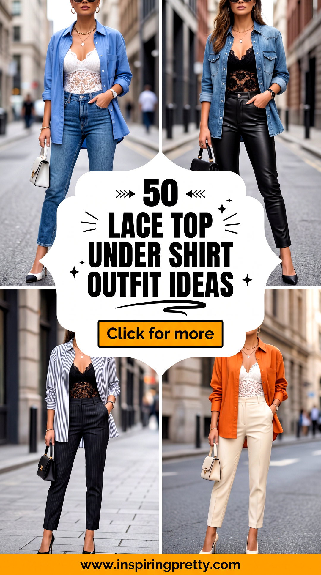 50 Lace Top Under Shirt Outfit Ideas for Chic Layered Looks - 50 Lace Top Under Shirt Outfit Ideas for Chic Layered Looks
