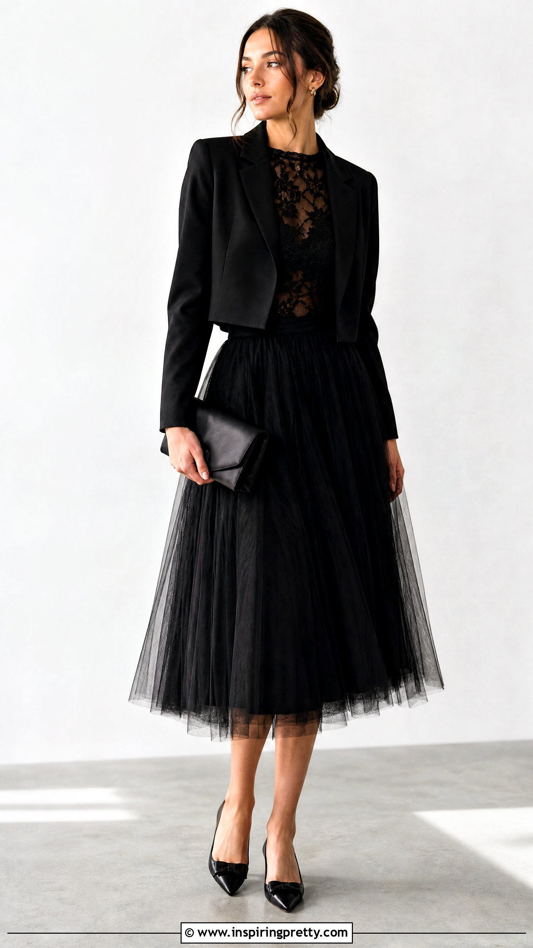 Lace Top With A Tulle Midi Skirt - 50 lace tops outfit ideas