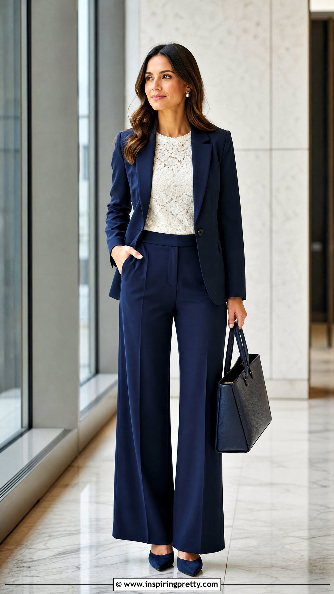 Lace Top With Blazer And Trousers - 50 lace top outfit ideas