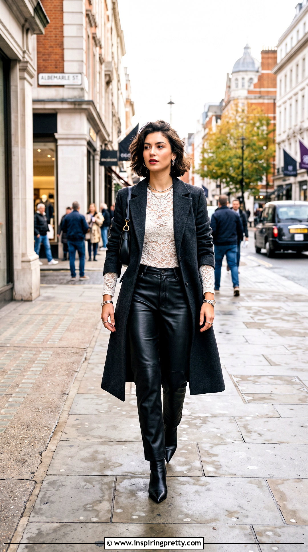Lace Top With Leather Pants - 50 lace top outfit ideas