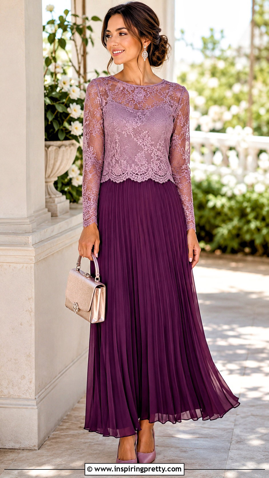 Lace Top With Pleated Long Skirt - 20 long skirt and top party wedding dresses