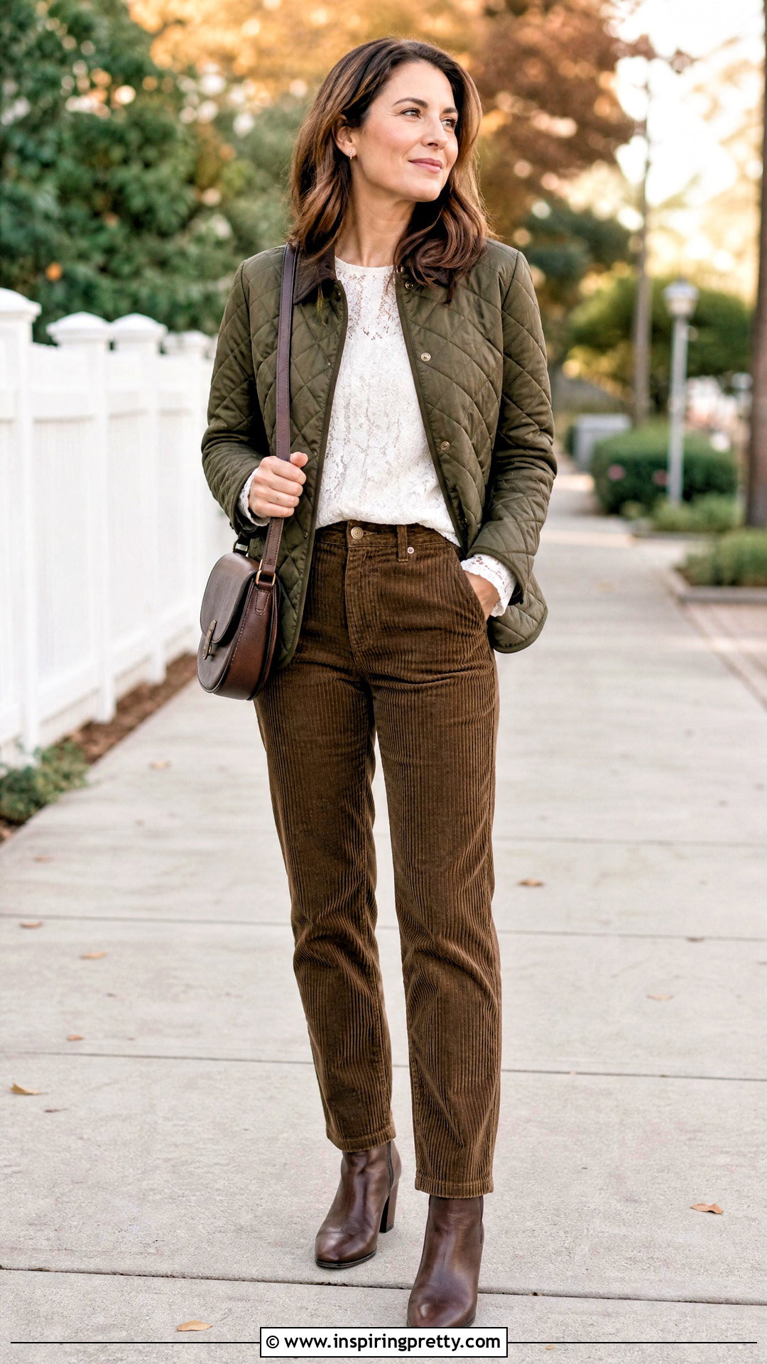 Lace Top With a Quilted Jacket - how to style a lace top (50 ways)