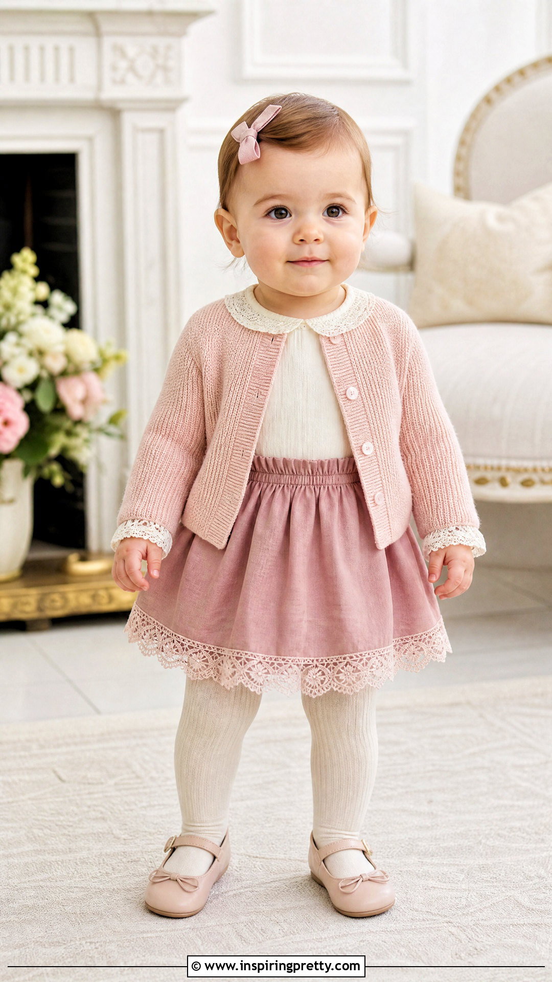 Lace Trim Baby Skirt Top Set - 50 baby skirt top designs