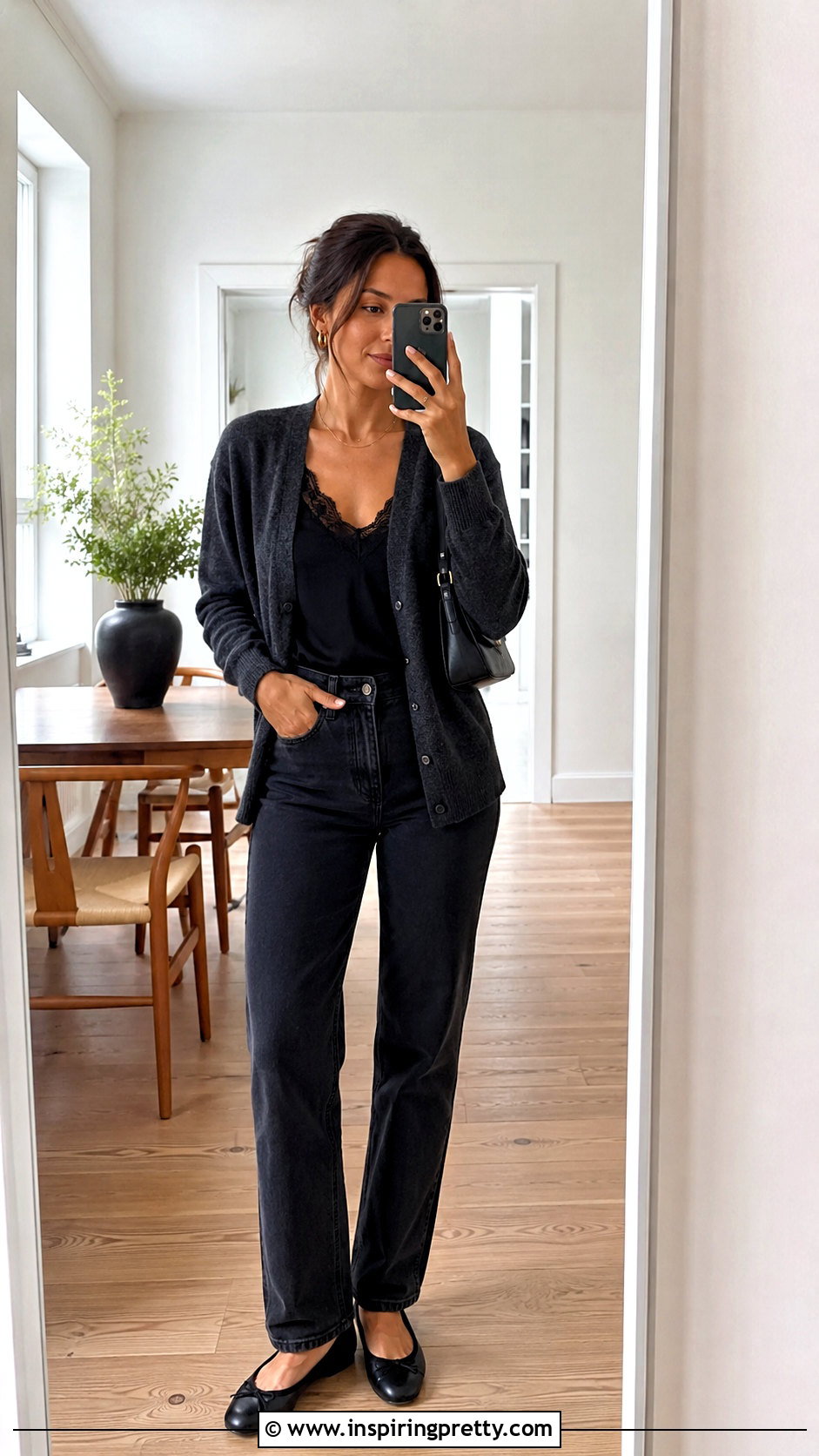 Lace Trim Camisole With Cardigan And Jeans - 50 ladies tops fashion