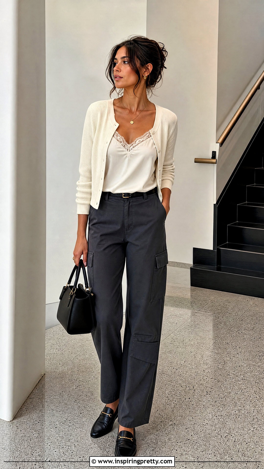 Lace Trim Camisole With Cargo Pants - 50 tops to wear with cargo pants