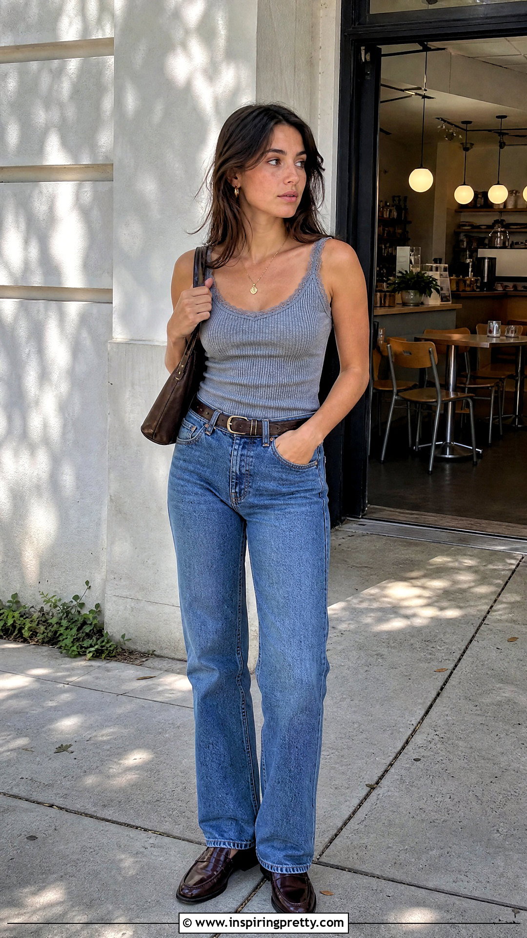 Lace Trim Ribbed Tank Top With Straight Jeans - 20 urban outfitters lace tank tops