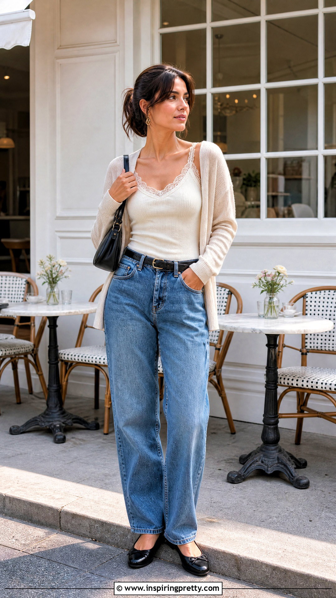 Lace Trim Tank Top With Relaxed Jeans - 50 tank top fits