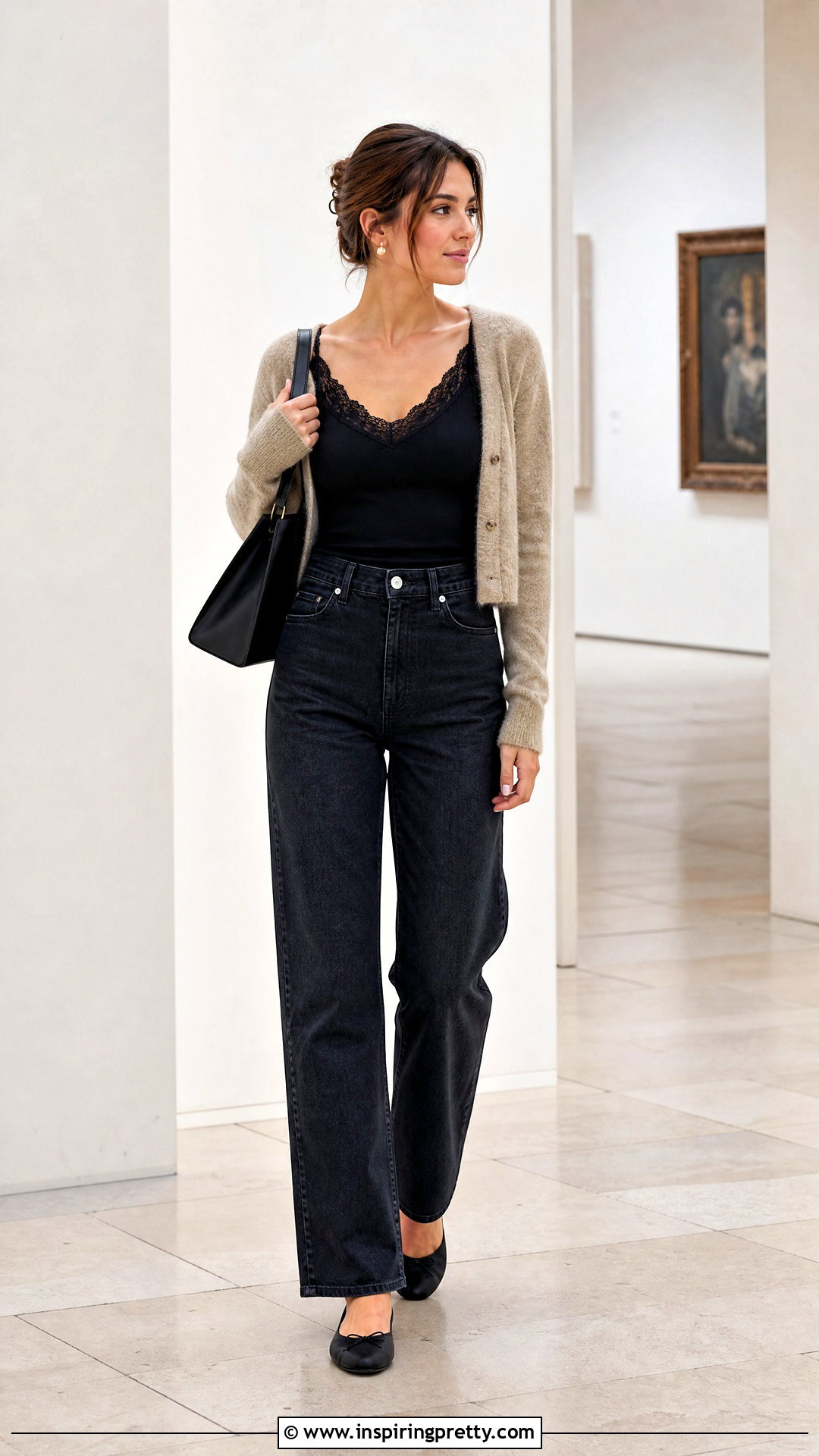 Lace Trim Tank Top With Straight Leg Jeans - 50 outfits with tank tops