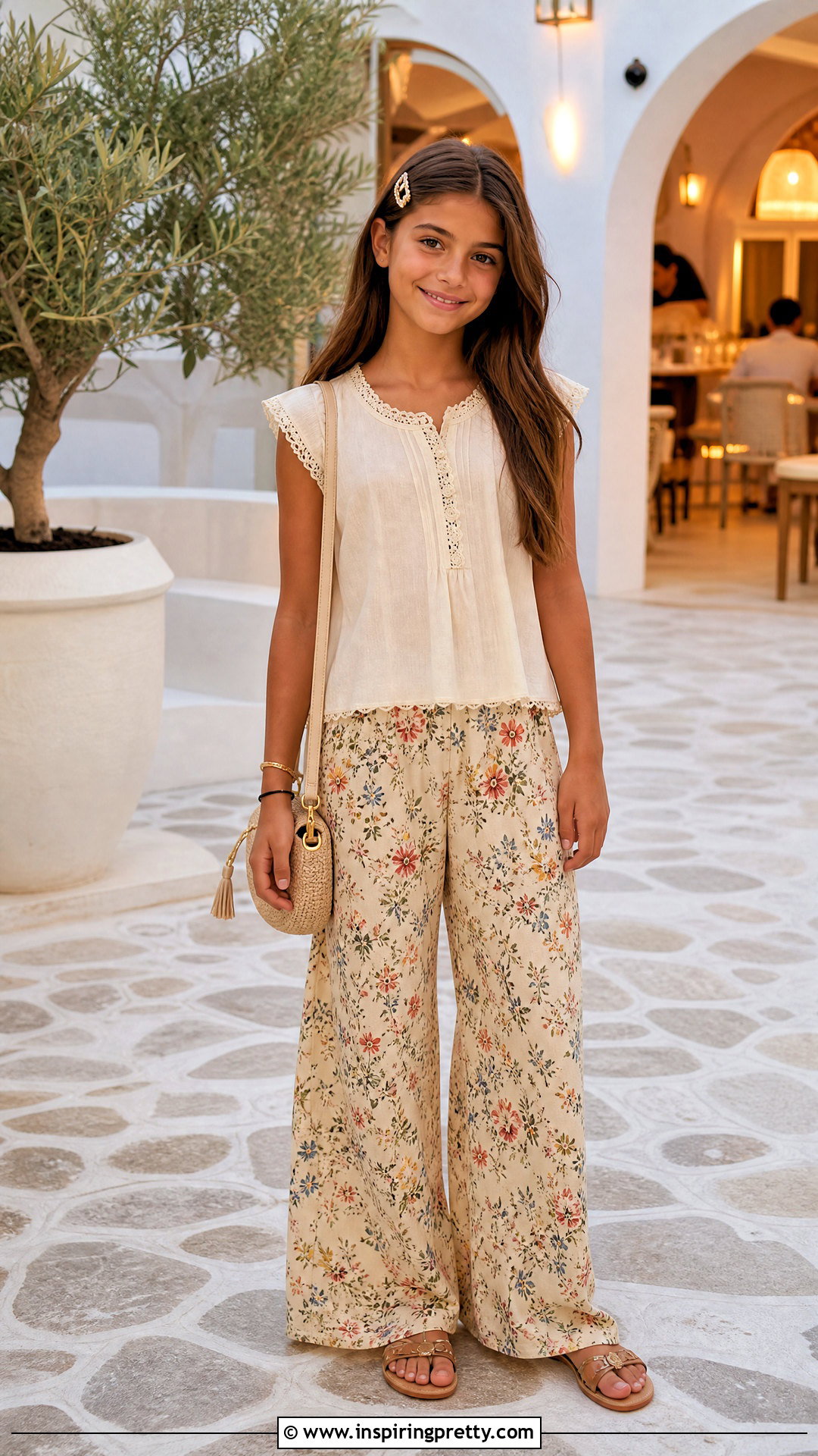 Lace Trim Top With Palazzo Pants - 50 latest kids top designs