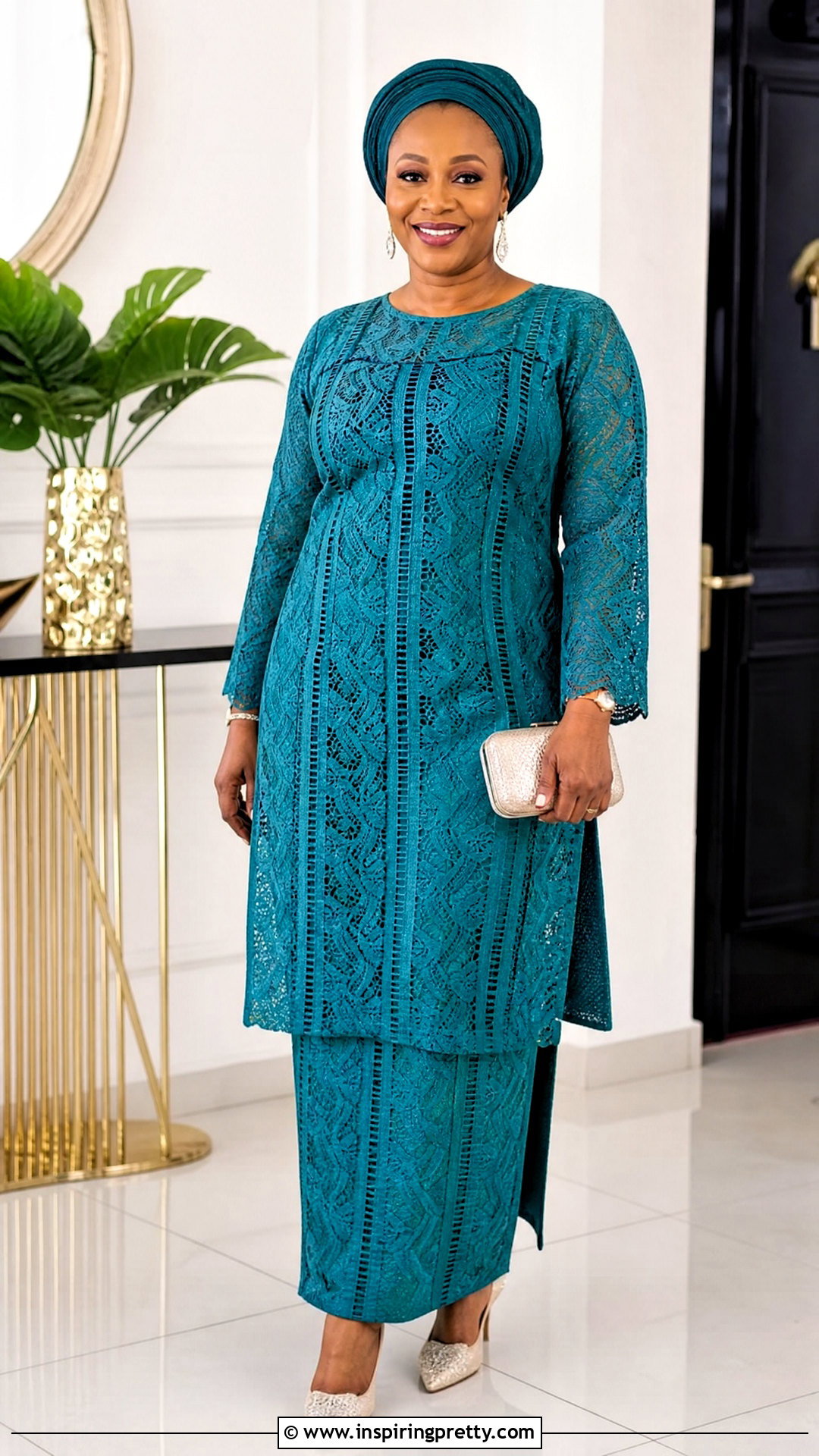 Lace Tunic Top And Straight Skirt - 50 skirt and top lace styles