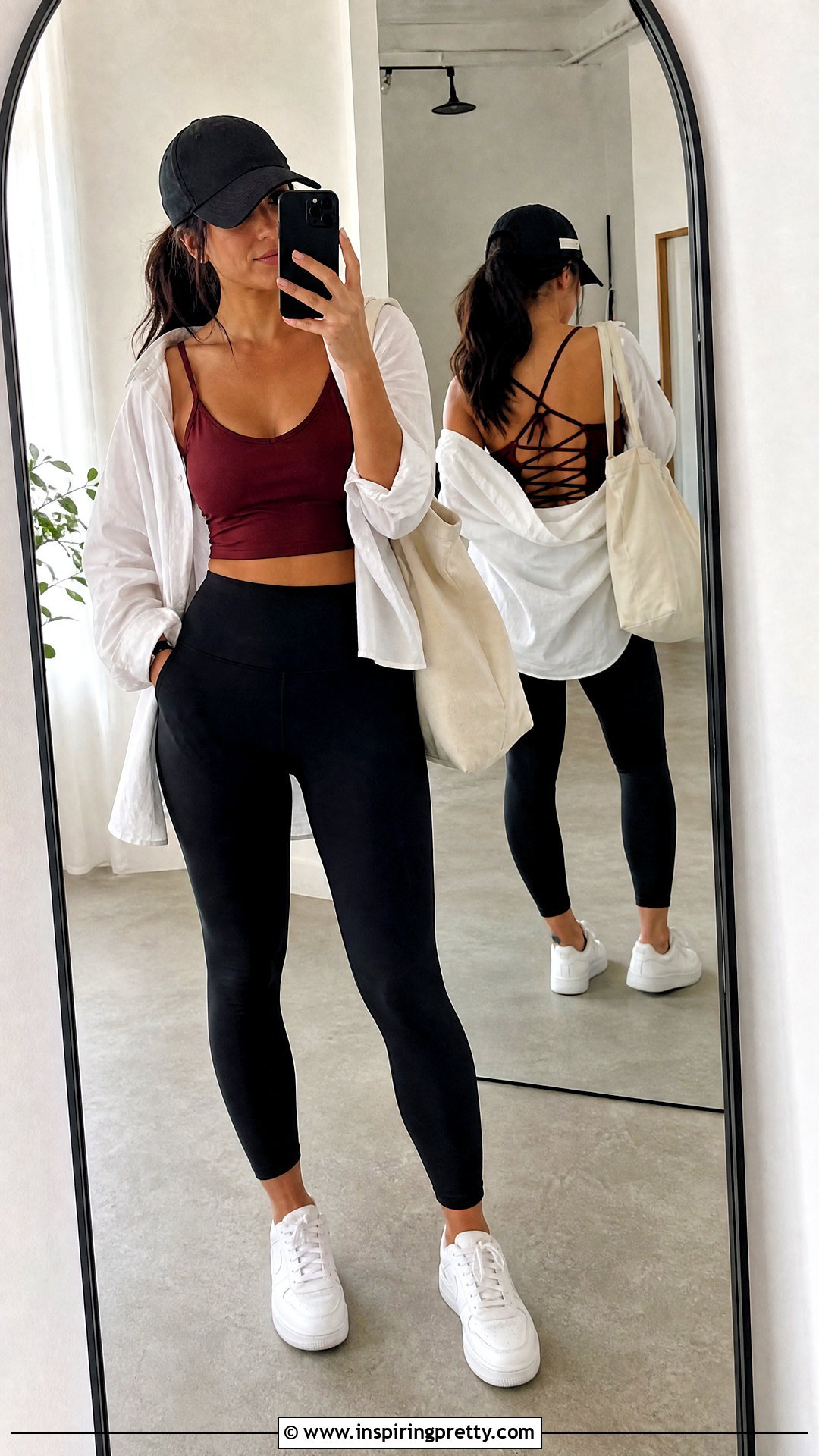 Lace Up Back Crop Top With High Waisted Leggings - 20 Lace-Up Back Crop Top outfit ideas