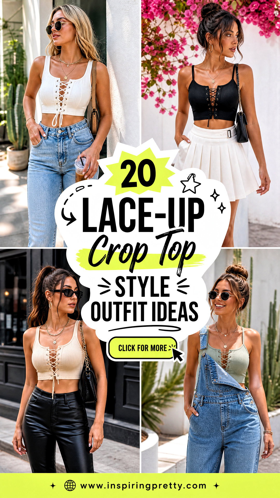 20 Lace-Up Crop Top Style Outfit Ideas for Trendy Summer Looks - 20 Lace-Up Crop Top Style Outfit Ideas for Trendy Summer Looks