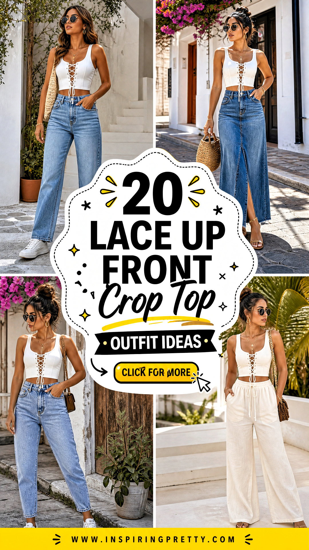 20 Lace Up Front Crop Top Outfit Ideas for Trendy Summer Looks - 20 Lace Up Front Crop Top Outfit Ideas for Trendy Summer Looks