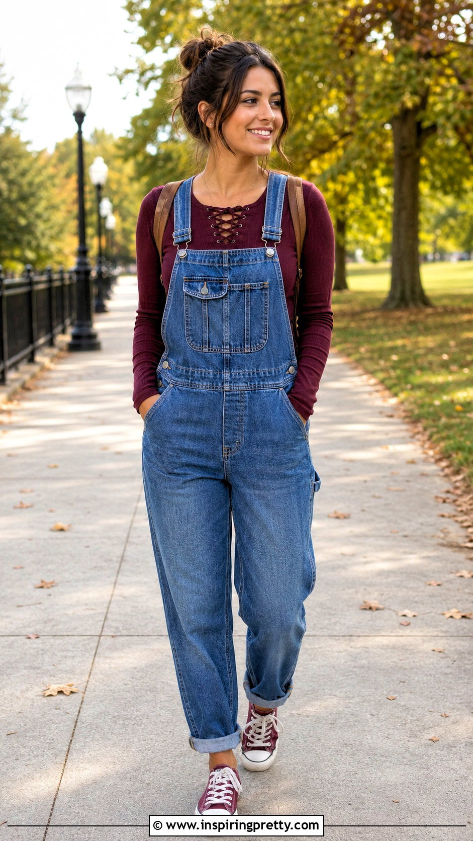 Lace Up Top With Overalls - 50 lace up top outfit ideas