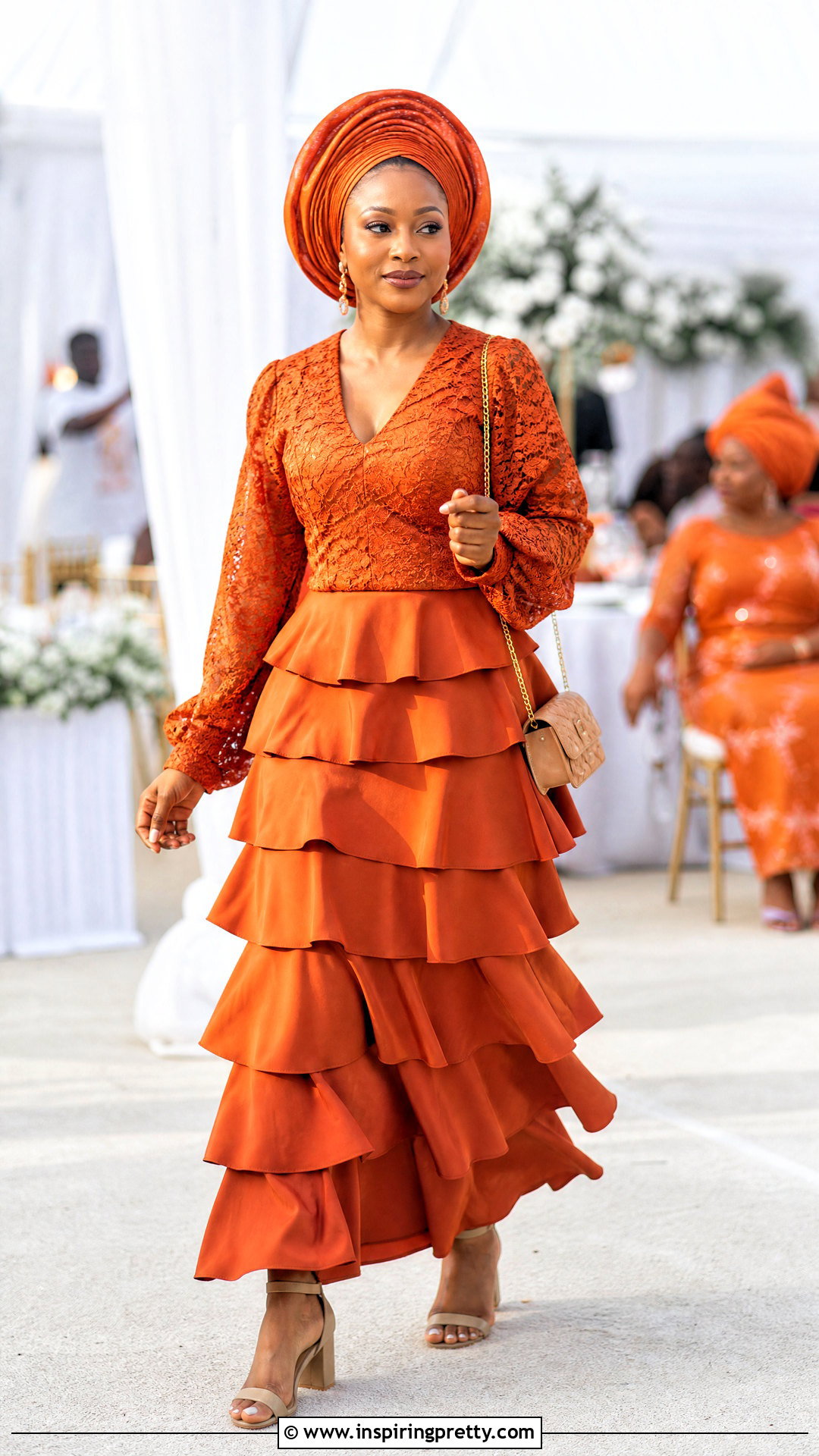 Lace V Neck Top And Tiered Skirt - 50 skirt and top lace styles
