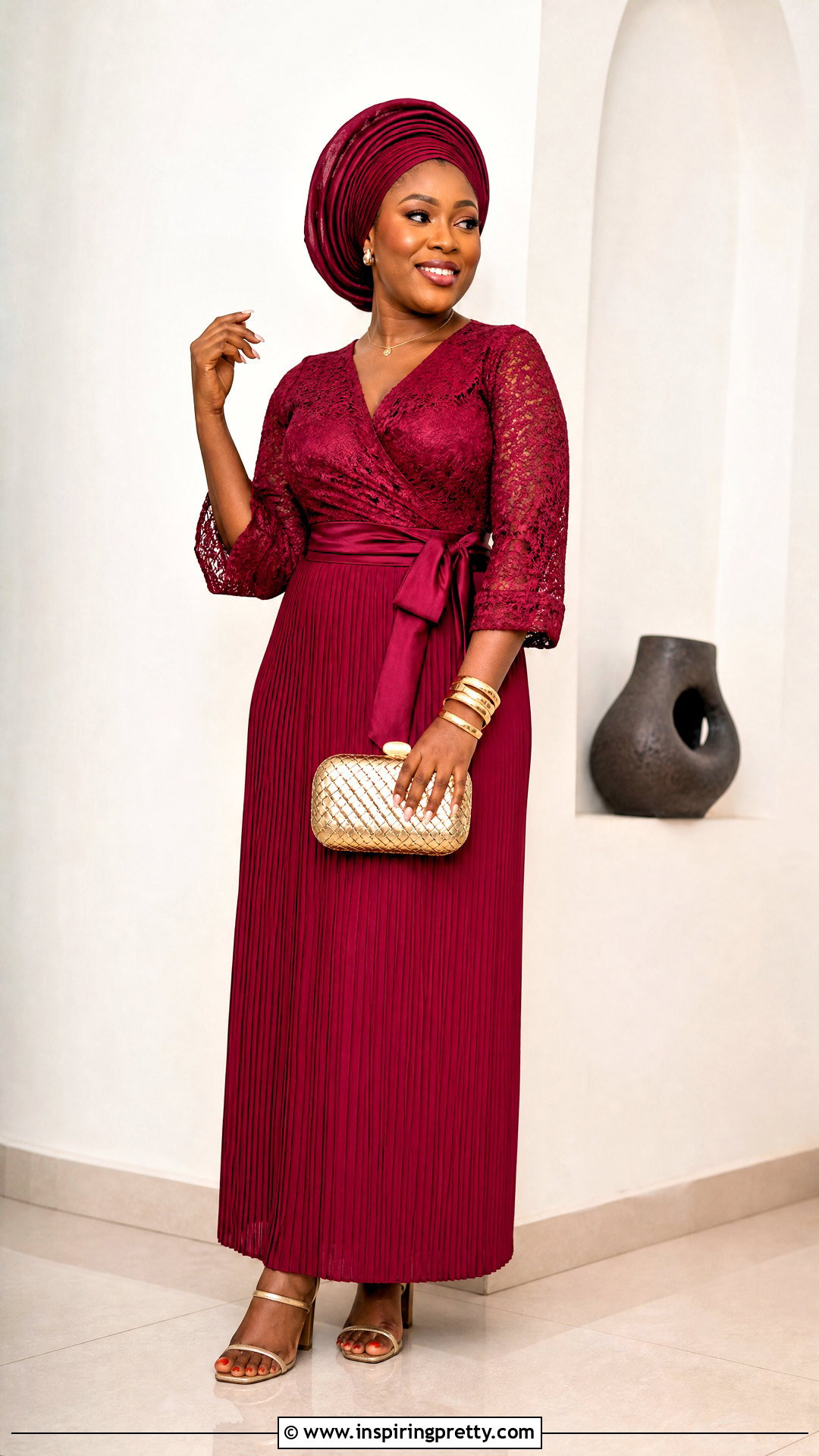 Lace Wrap Top And Pleated Skirt - 50 skirt and top lace styles