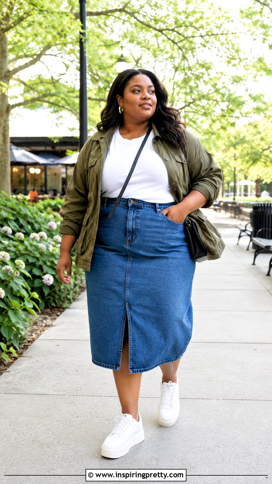 Lane Bryant Graphic Tee With Denim Skirt - 20 lane bryant tops outfit ideas
