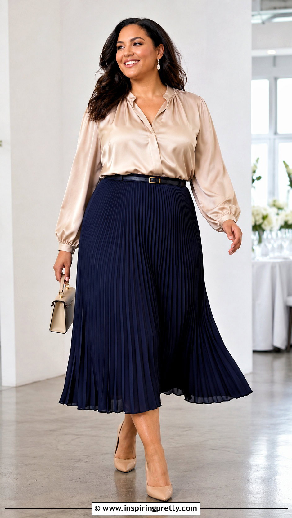 Lane Bryant Satin Blouse With Pleated Midi Skirt - 20 lane bryant tops outfit ideas