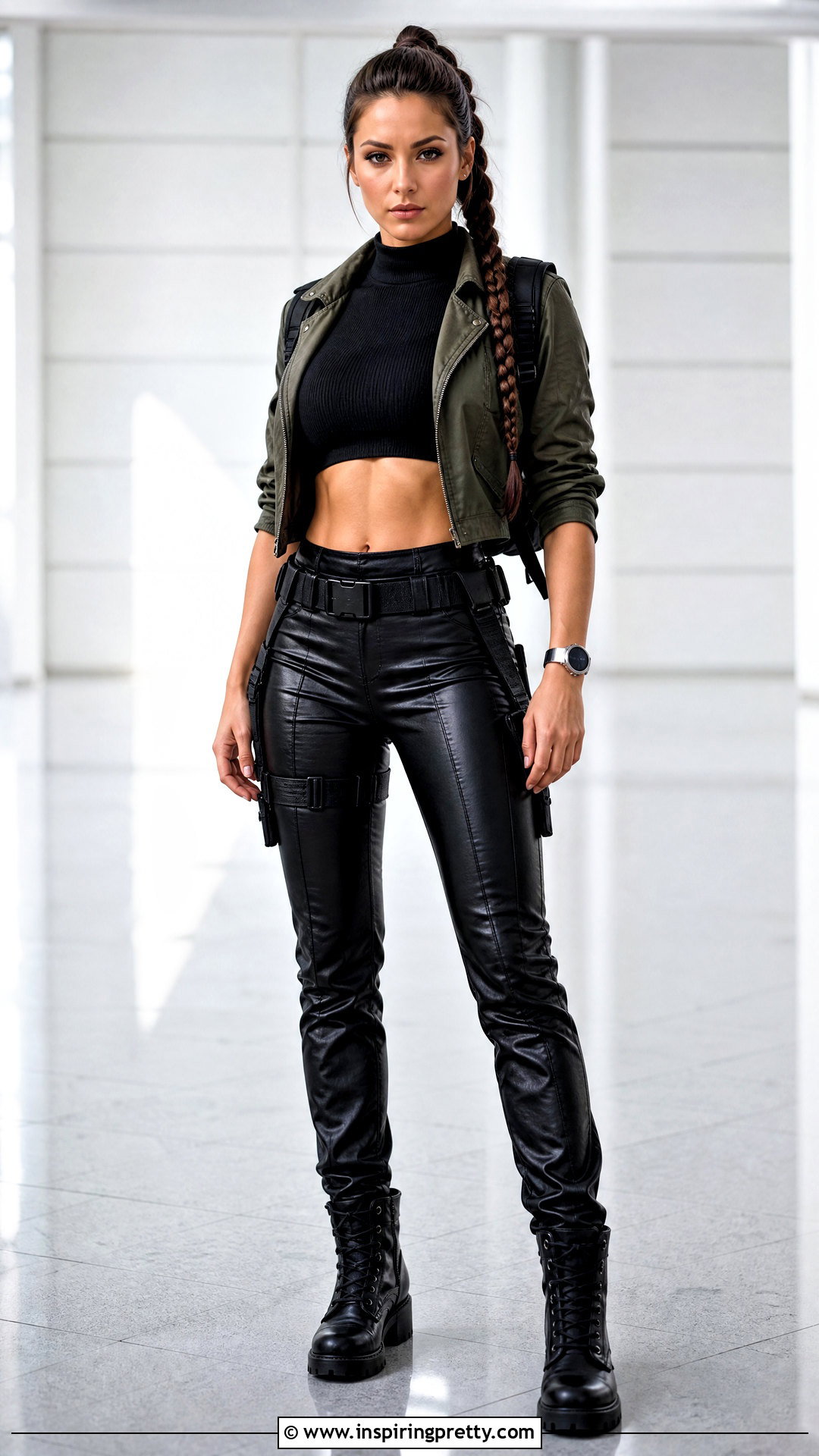 Lara Croft Black Crop Top With Leather Pants - 25 Lara Croft Black Top outfit ideas