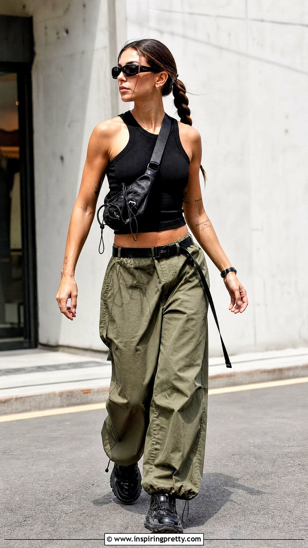 Lara Croft Black Muscle Tank With Parachute Pants - 25 Lara Croft Black Top outfit ideas