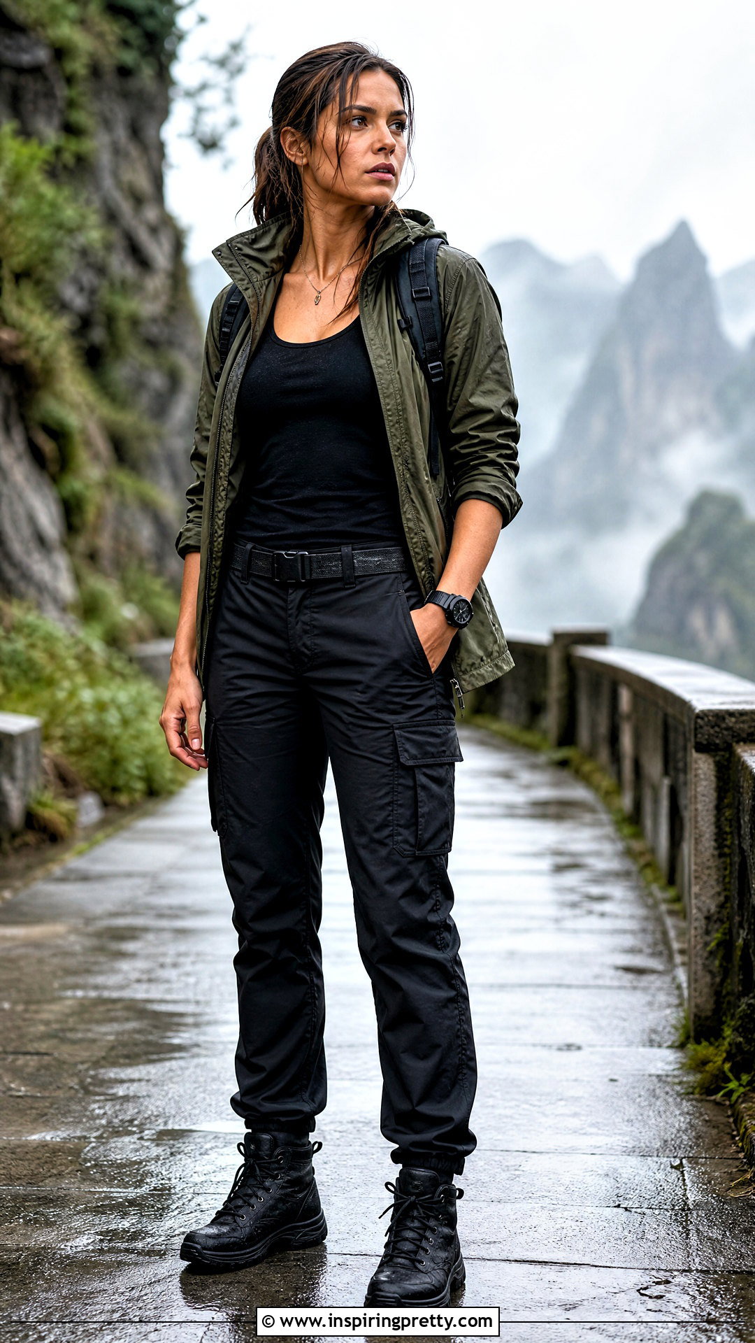 Lara Croft Black Tank Top With Rain Jacket - 25 Lara Croft Black Tank Top outfit ideas