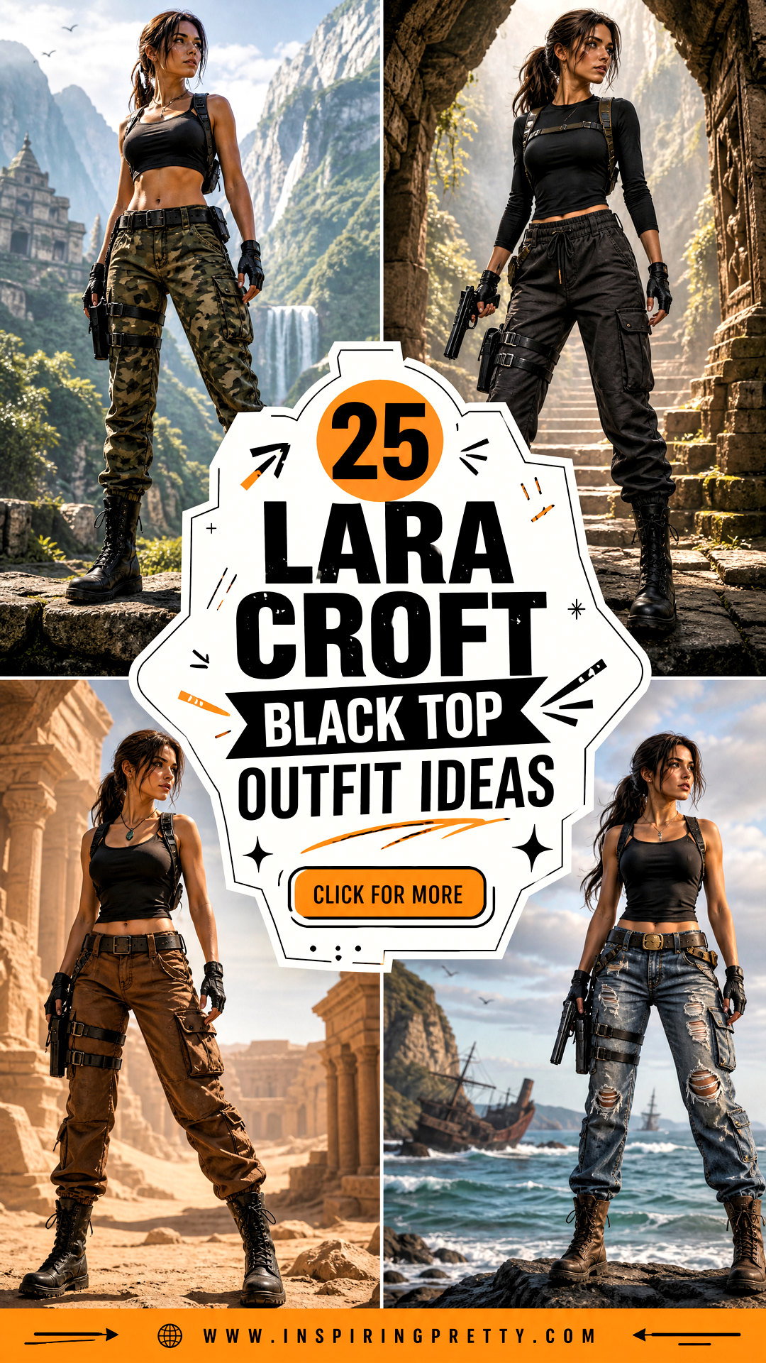 25 Lara Croft Black Top Outfit Ideas for Iconic Cosplay Style - 25 Lara Croft Black Top Outfit Ideas for Iconic Cosplay Style