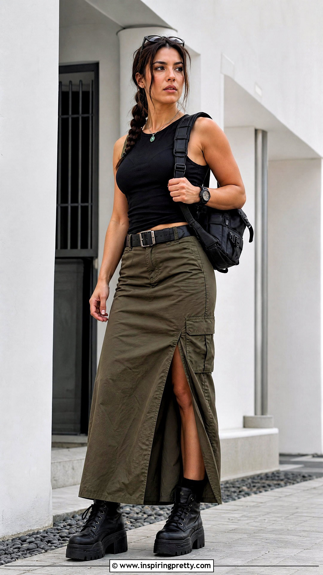 Lara Croft Black Top With Cargo Maxi Skirt - 25 Lara Croft Black Top outfit ideas