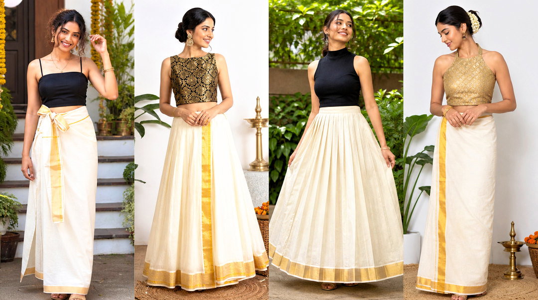 50 Latest Onam Skirt and Top Designs for Festive Elegance