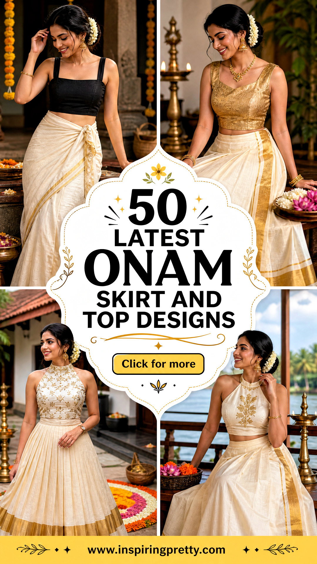 50 Latest Onam Skirt and Top Designs for Festive Elegance - 50 Latest Onam Skirt and Top Designs for Festive Elegance