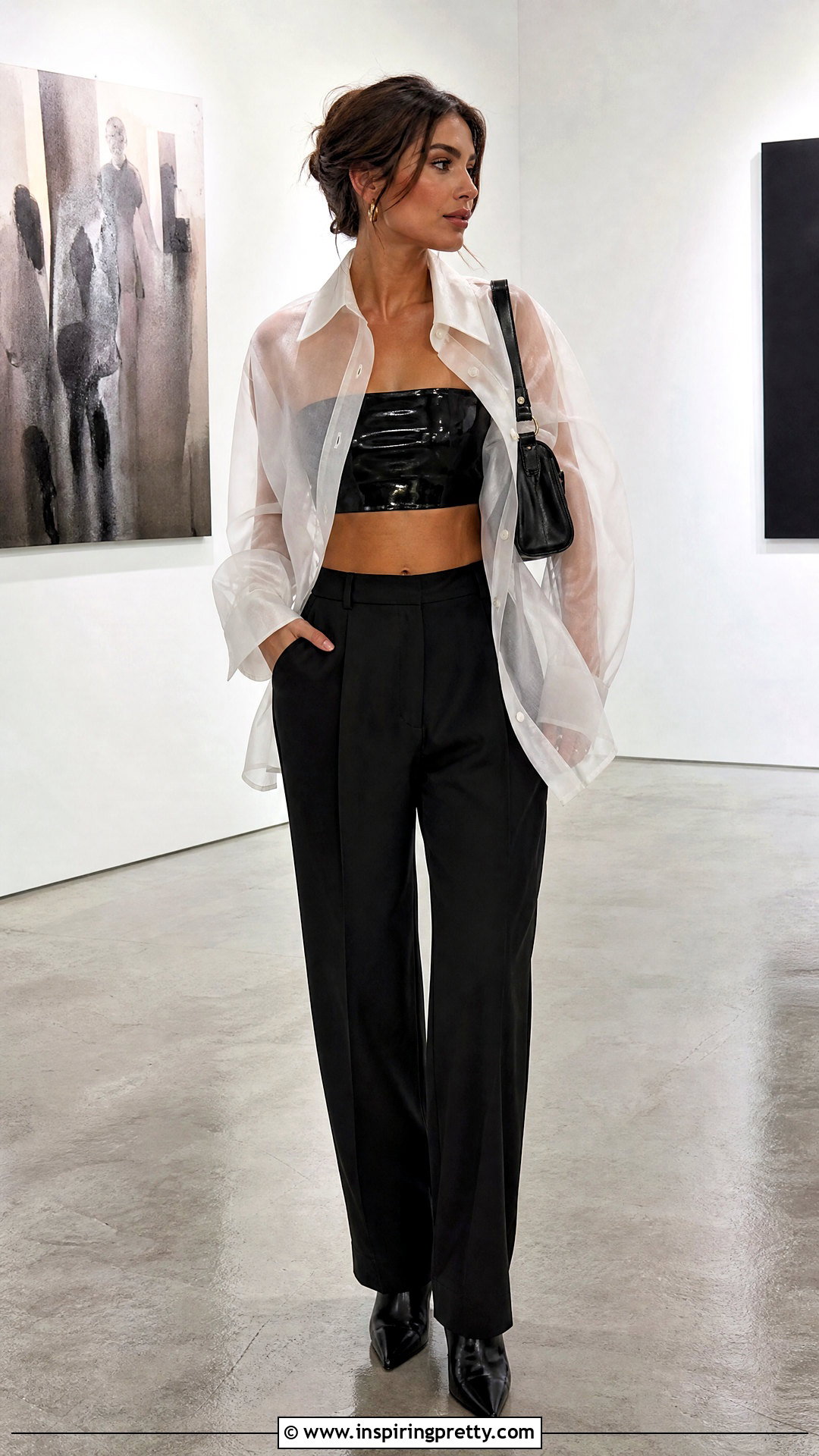 Latex Top Under A Sheer Button Down Shirt - 50 latex top outfit ideas