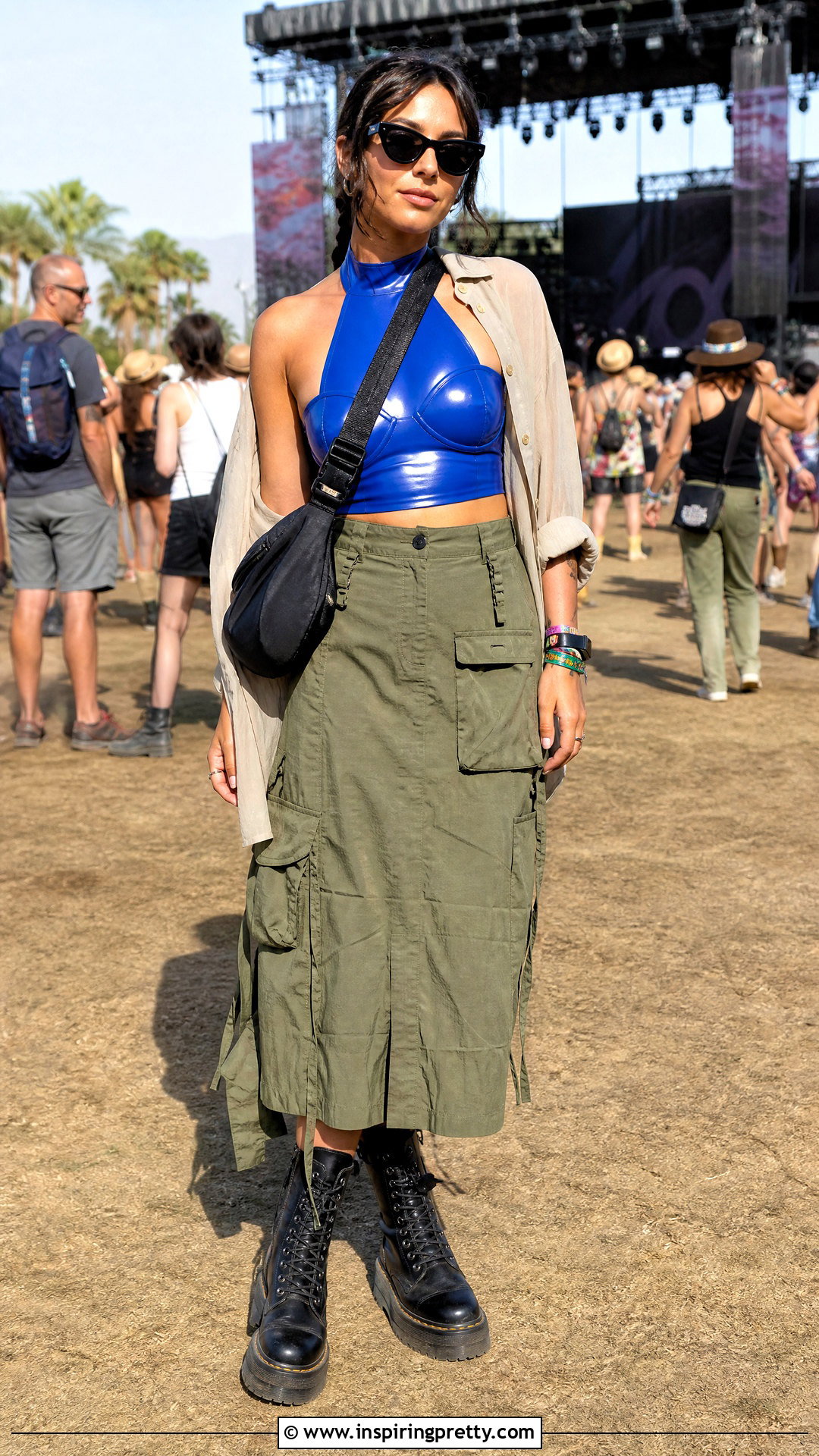 Latex Top With Festival Cargo Skirt - 50 latex top outfit ideas