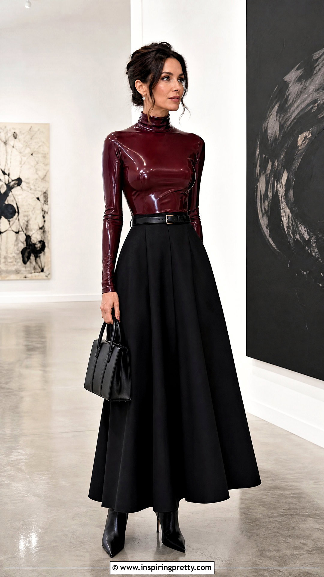 Latex Top With Long A Line Skirt - 50 latex top outfit ideas