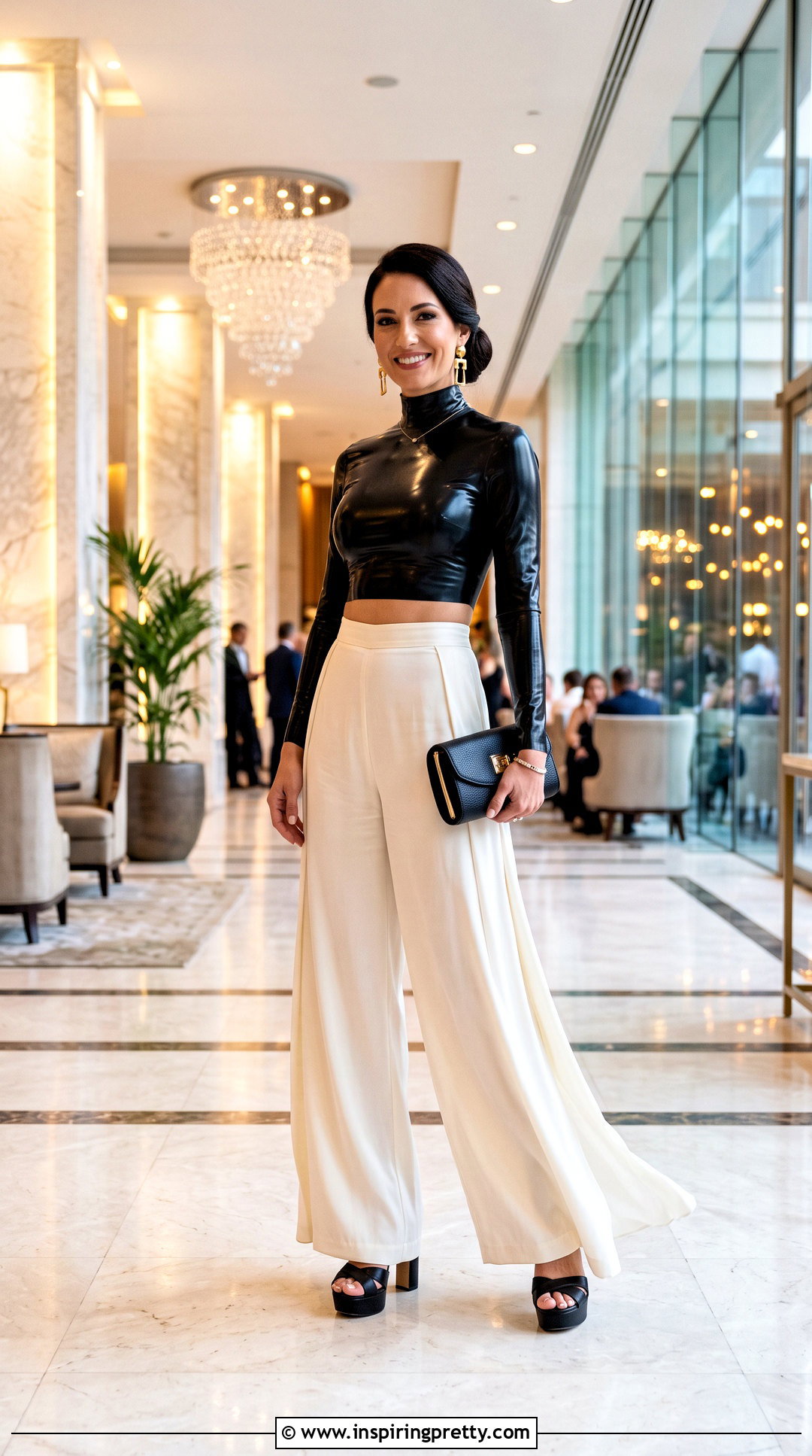 Latex Top With Palazzo Pants - 50 latex top outfit ideas