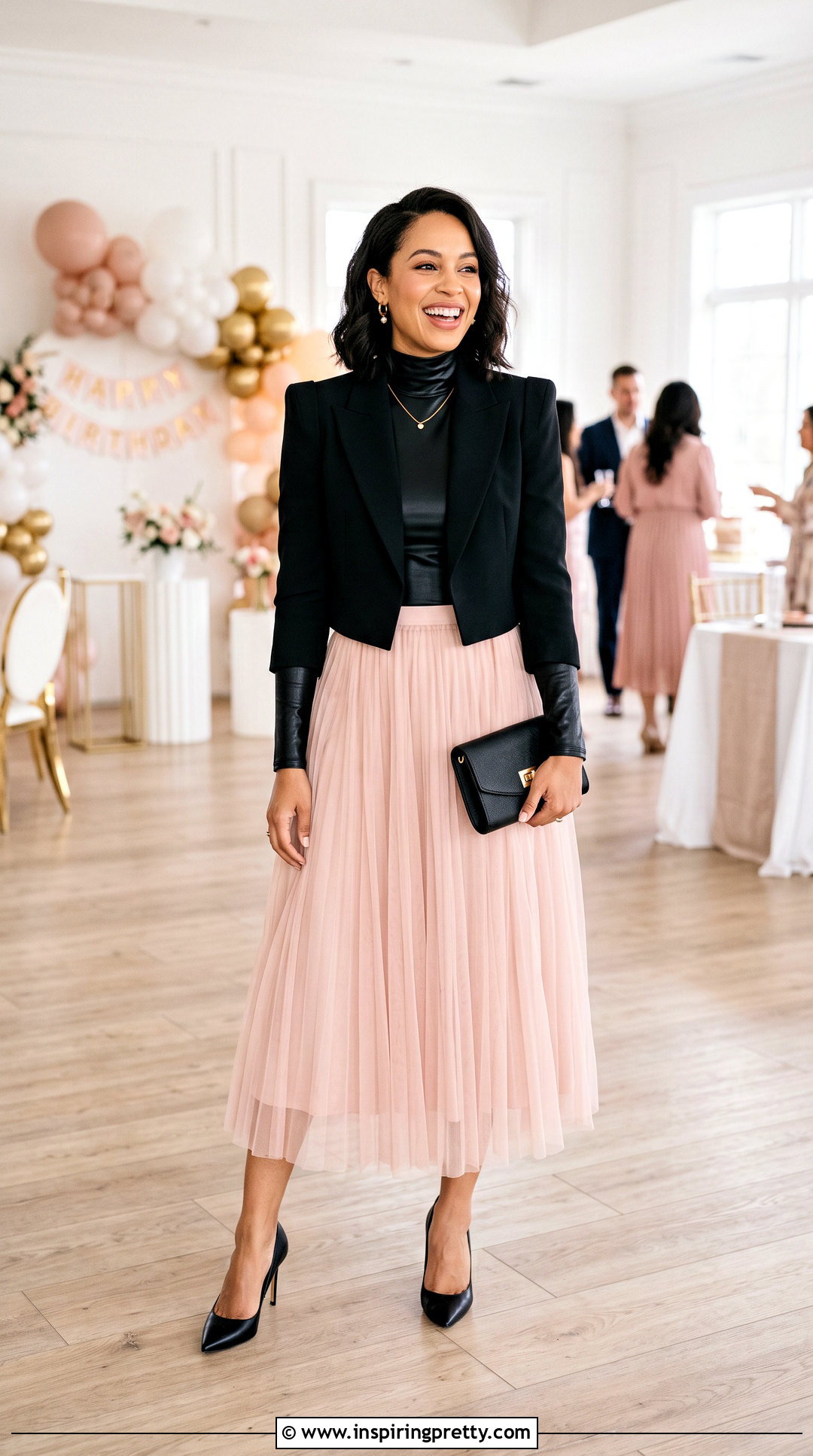 Latex Top With Tulle Midi Skirt - 50 latex top outfit ideas