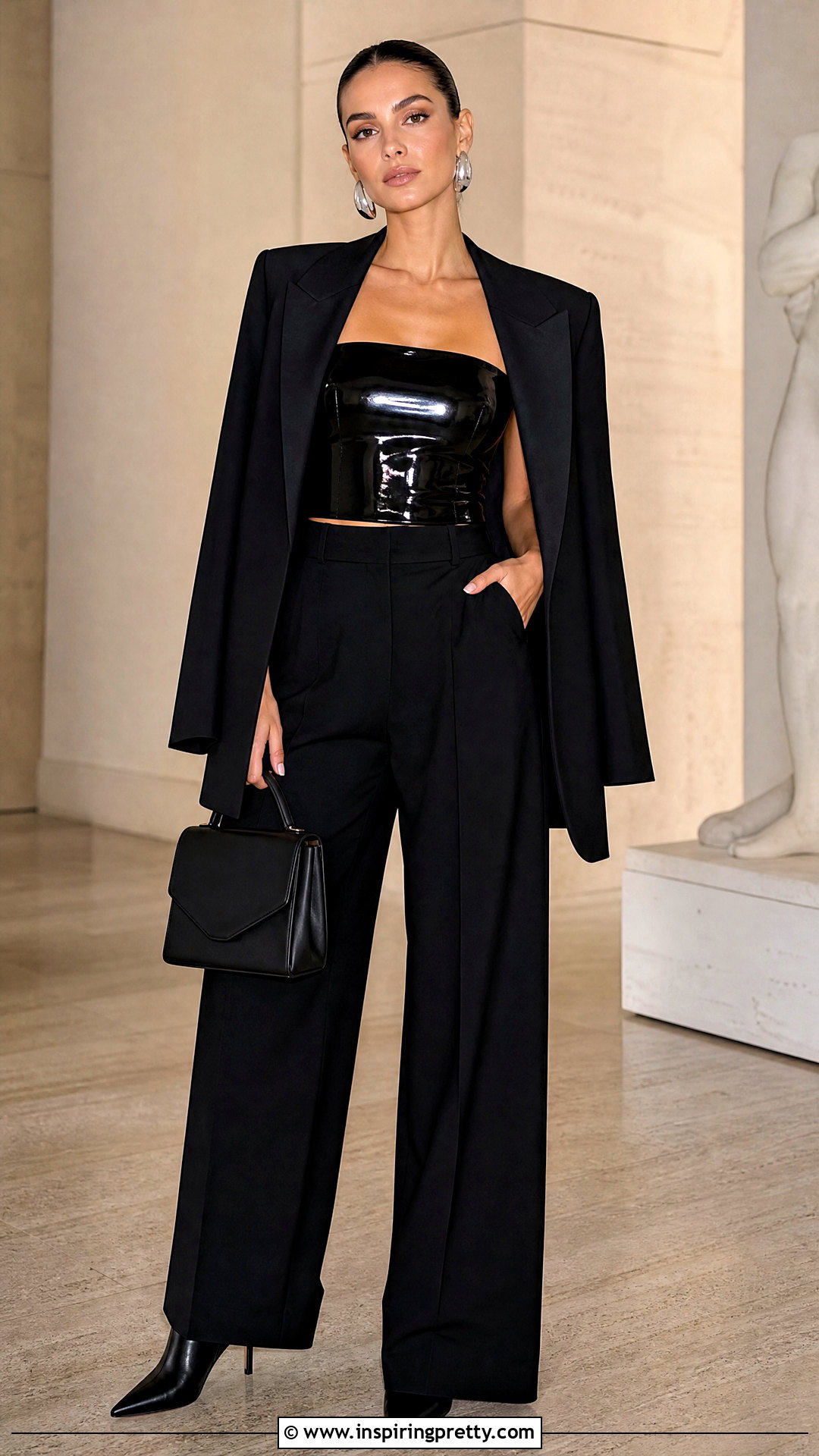 Latex Tube Top With Monochrome Black Outfit - 25 latex tube top outfit ideas