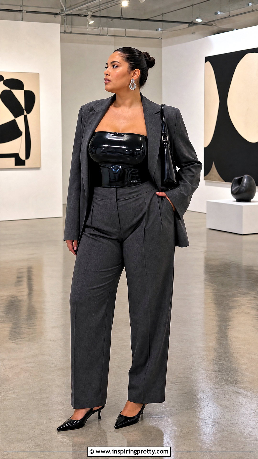 Latex Tube Top With Oversized Blazer - 25 latex tube top outfit ideas