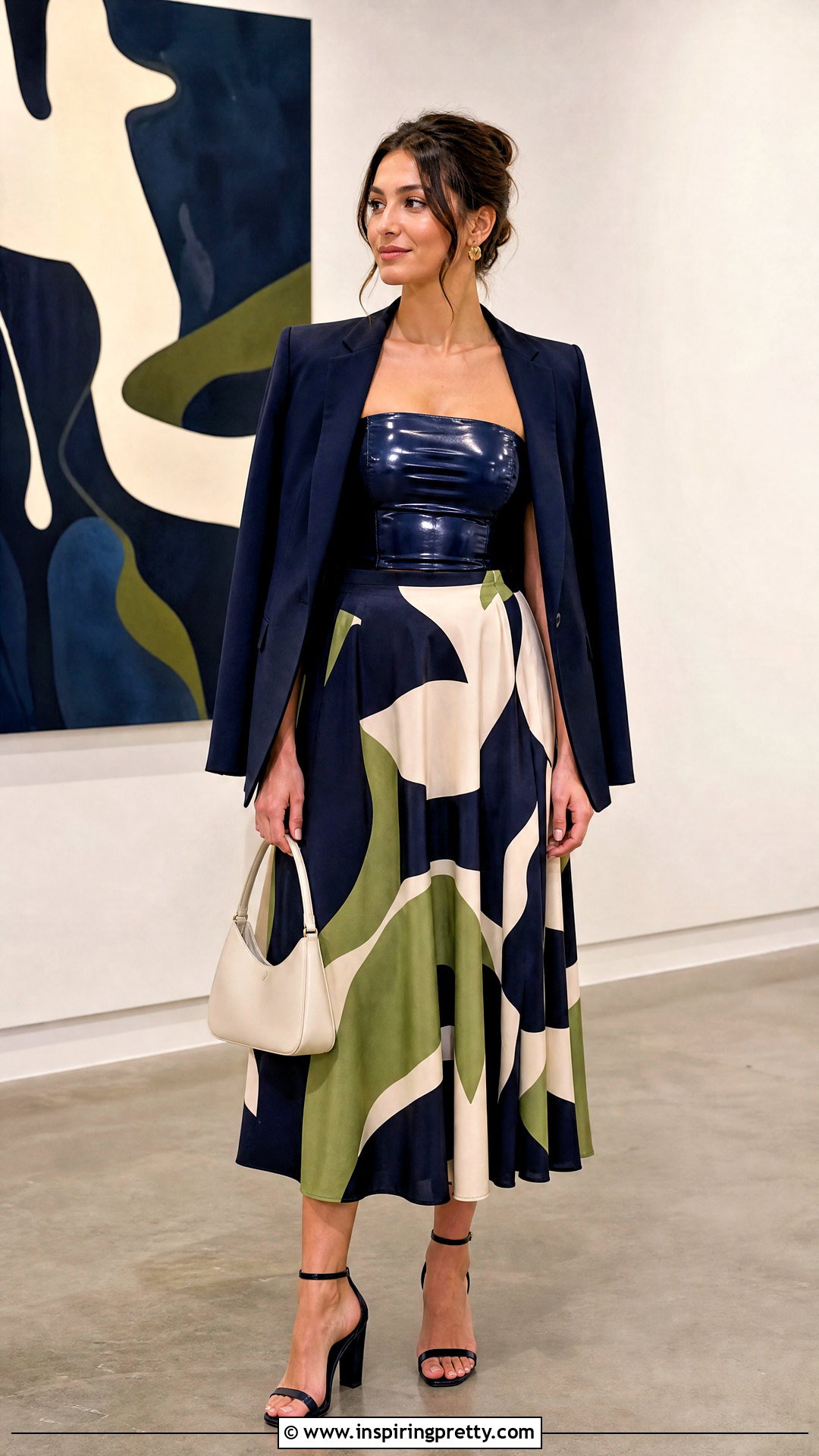 Latex Tube Top With Printed Midi Skirt - 25 latex tube top outfit ideas